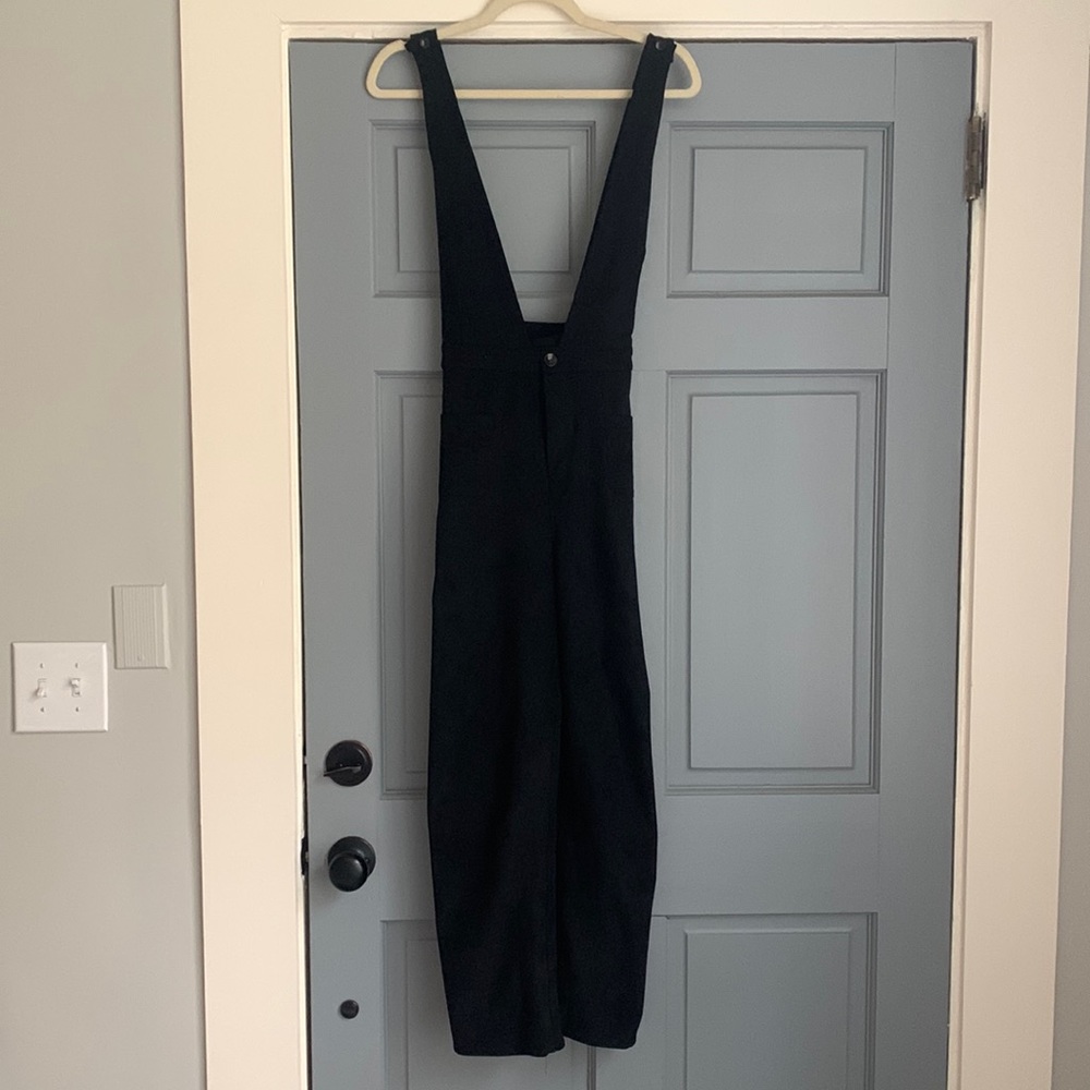 Black Suede Overalls